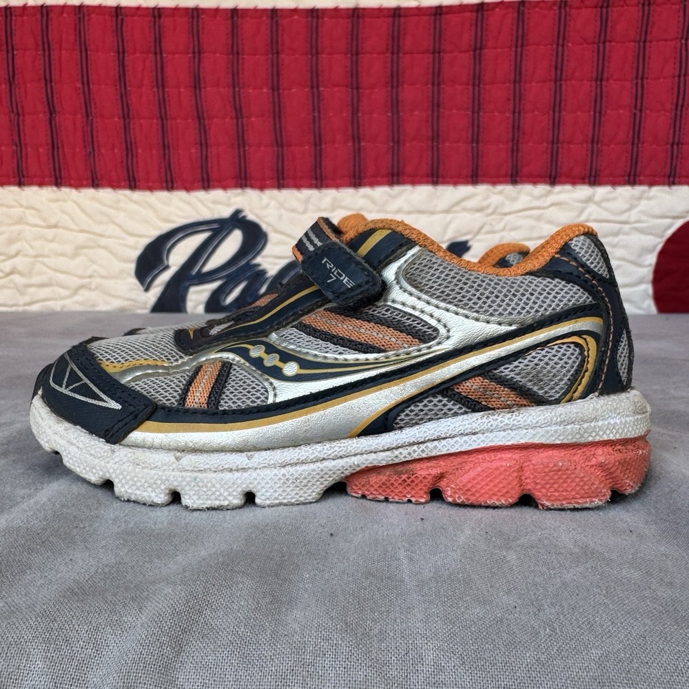 Size 7.5c - Saucony Baby Ride 7‎ Sneakers Baby Navy Orange